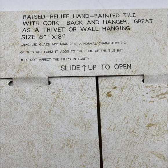 Art Tile Decorative Trivet Hanging Wall Penguins raise relief handpainted 8 x 8 - Picture 9 of 10